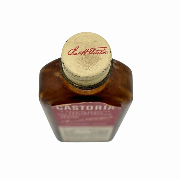 VINTAGE CASTORIA LAXATIVE GLASS BOTTLE BY CHAS H FLETCHER APOTHECARY COLLECTIBLE - Picture 3 of 7